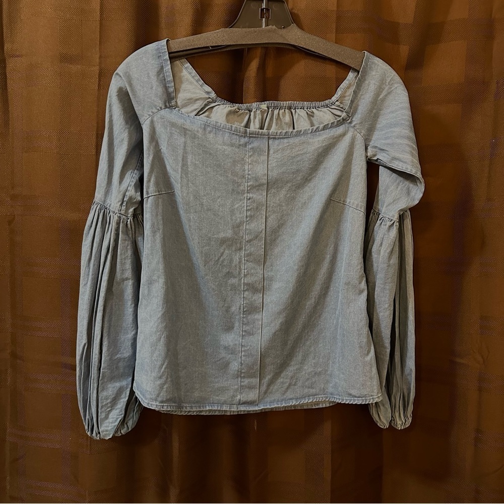 Caroline Constas denim off the shoulder top